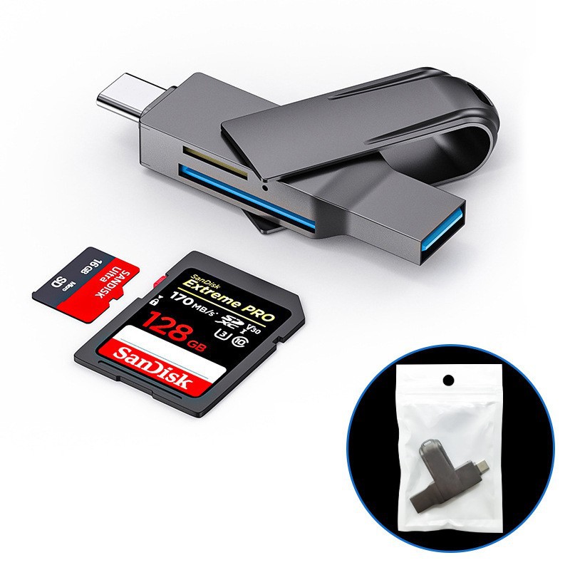Modelo privado USB3.0 Android teléfono móvil ordenador aleación de aluminio lector de tarjetas OTG multifunción venta al por mayor 2,0 de alta velocidad typec
