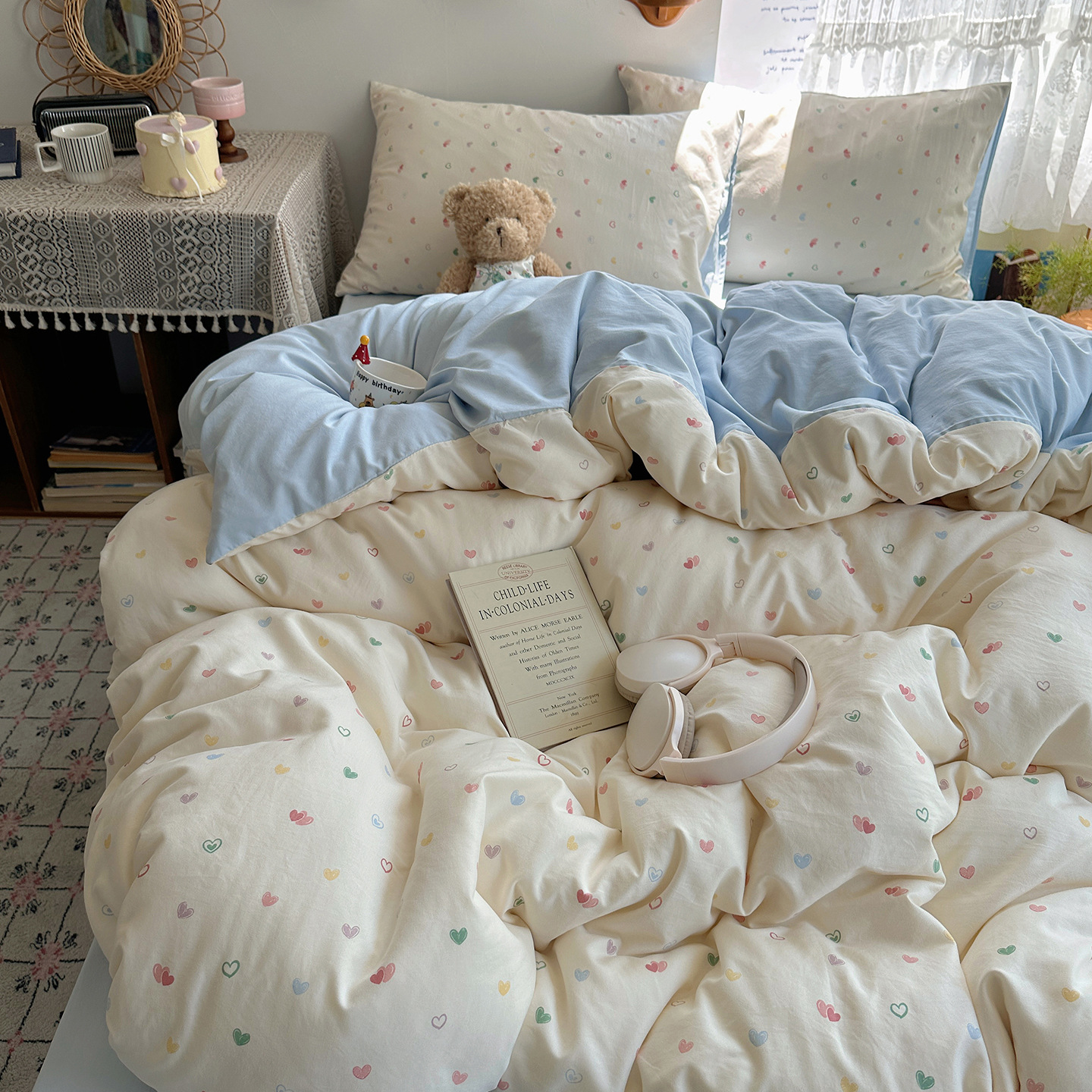 Madre y bebé de clase A dormir desnudo ultra suave cuatro piezas de algodón puro inswind sábanas cubierta de cama de dormitorio de algodón tres piezas de cama