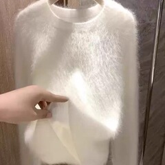 ドイツ産100%カシミヤレディース2025新作起毛厚手ニットセーター高級感ゆったりトップス都会風