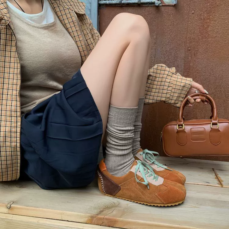 Ретро-цветовой стиль для повышения моральной обуви Женская спортивная обувь повседневная обувь супер огненная арганская обувь нишевые туфли с круглой головкой