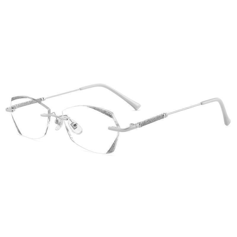 Gafas de lectura sin marco con borde de diamante de metal de moda Gafas anti-luz azul de tendencia HD Nuevo espejo viejo joven