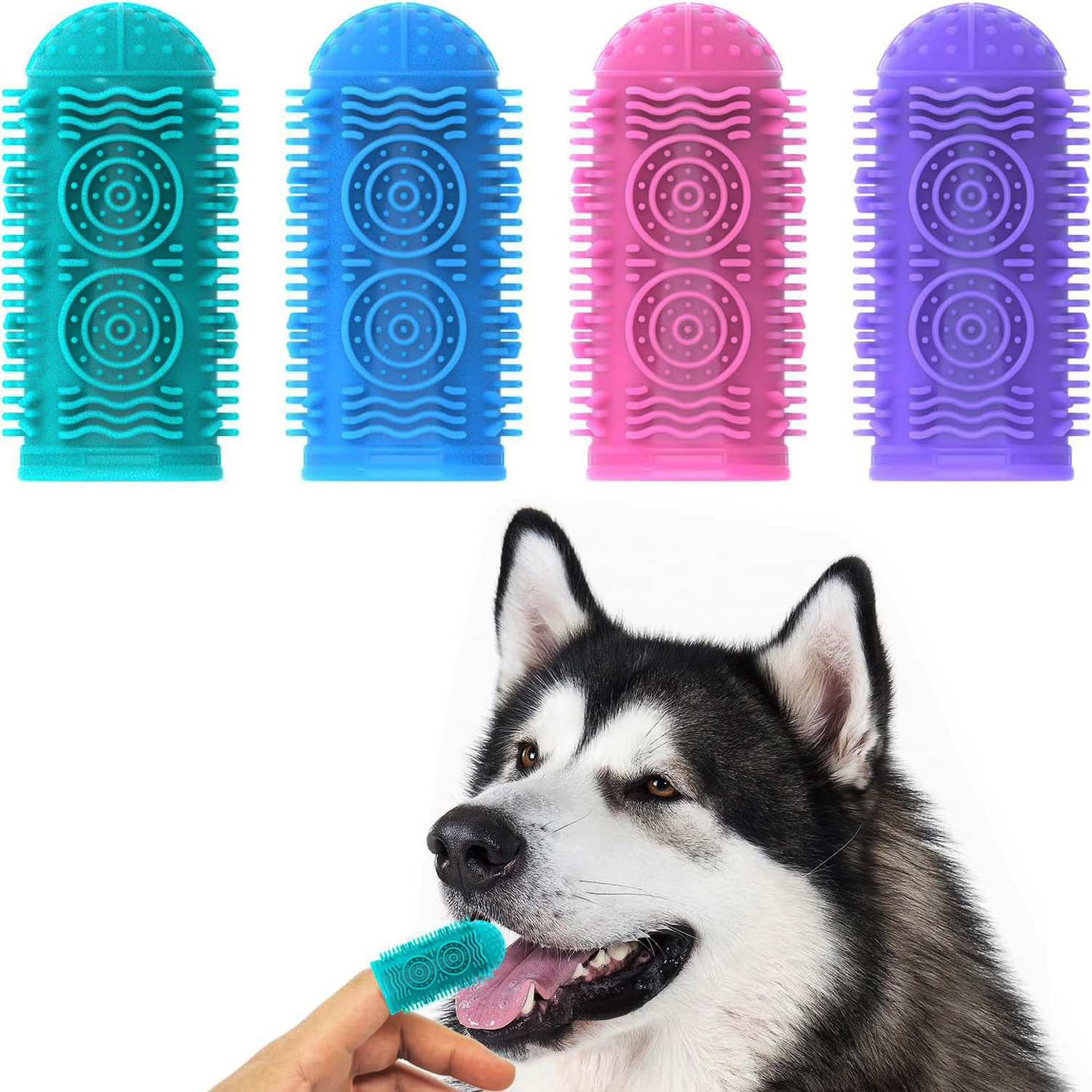 Cepillo de dientes para dedos de perro de 360 ° Cepillo de dientes de silicona Cepillo de dientes para gatos Cuidado de limpieza bucal para mascotas Cepillo de dientes para dedos