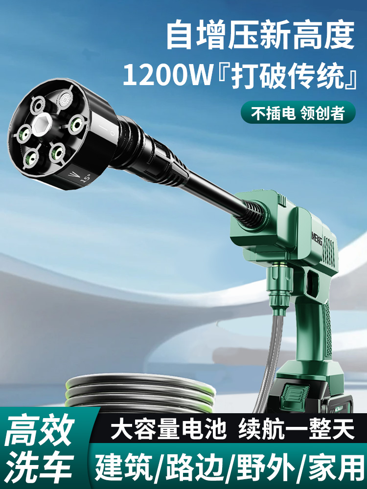 洗车高压水枪家用增压洗地无线锂电洗车机压力2024新款