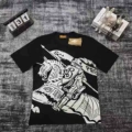 Black Printed Style with White Horse (200g Pure Cotton)