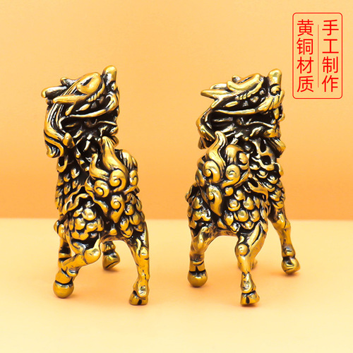 Pure copper auspicious beast unicorn copperware ornaments ins style crafts new Chinese style decorations porch decorations hand gifts