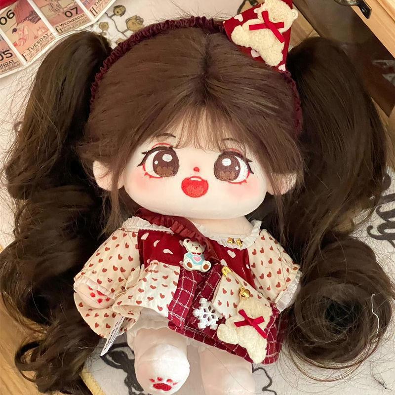 20cm cotton doll wig ponytail long hair Pigtail curly hair figure doll claw clip in stock