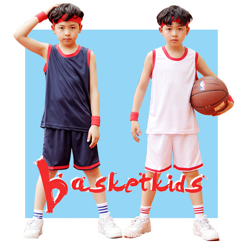 Children's Basketball Suit Men's Short-sleeved Training Suit Printed Vest Team Clothes Kindergarten Performance Competition Number Clothes