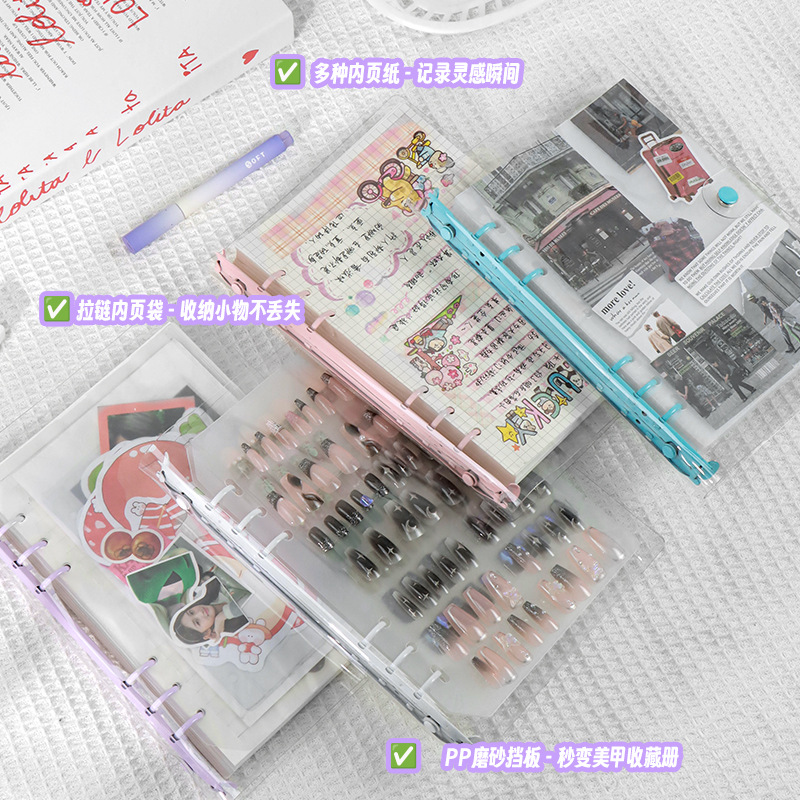 travel-theme-korean-style-macaron-candy-6-hole-a5a6-refillable-pvc-cover-album-journal-planner-transparent-pages-refill-notebook