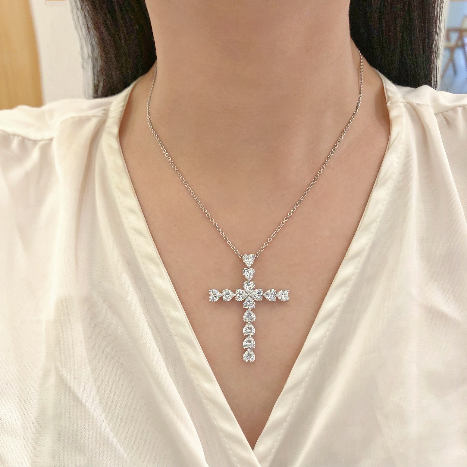 5g Weight 925 Sterling Silver Pendant Material Zircon Inlay Material Pendant Necklace Classification 925 sterling silver Chain Material 1 Piece Quantity Holiday, Daily Occasion 925 Sterling Silver Material Geometric, Cross Pattern Women's Gender Plating, Inlay Design IG Style, Modern Style Style 925 Sterling Silver Zircon Plating Inlay Geometric Cross Pendant Necklace 11