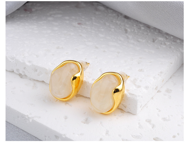 Irregular, Plating Design 1 Pair Vintage Style Classic Style Geometric Irregular Plating Copper Resin 18K Gold Plated Ear Studs