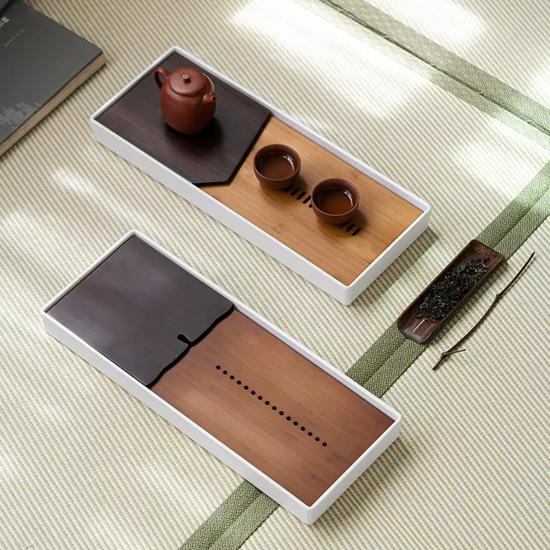 轻奢茶盘简约现代干泡盘储水式家用托盘日式竹制小型茶台功夫茶具