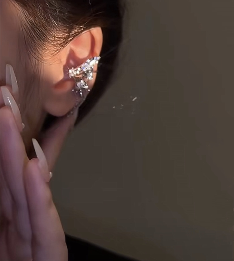 Butterfly Tassel Light Luxury Zirconium Unilateral Wing Ear Clip 5 undefined