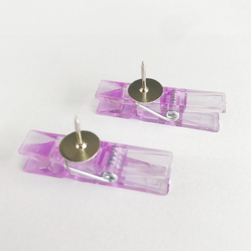 3.5*0.7cm 플라스틱 클립 압정-투명 보라색