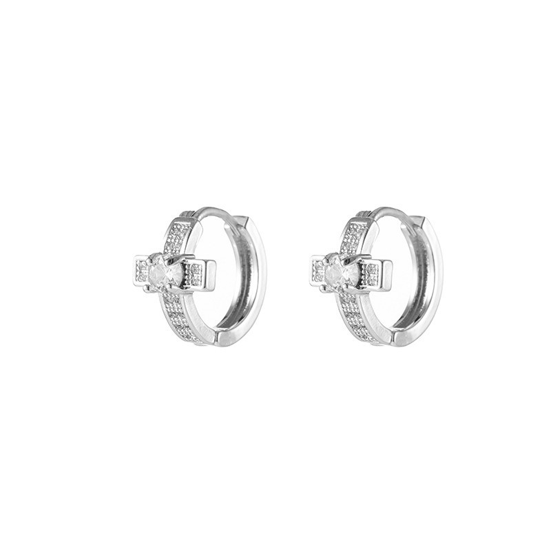 Orecchini a lobo uomo croce zircone stile street moderno_voghion.com