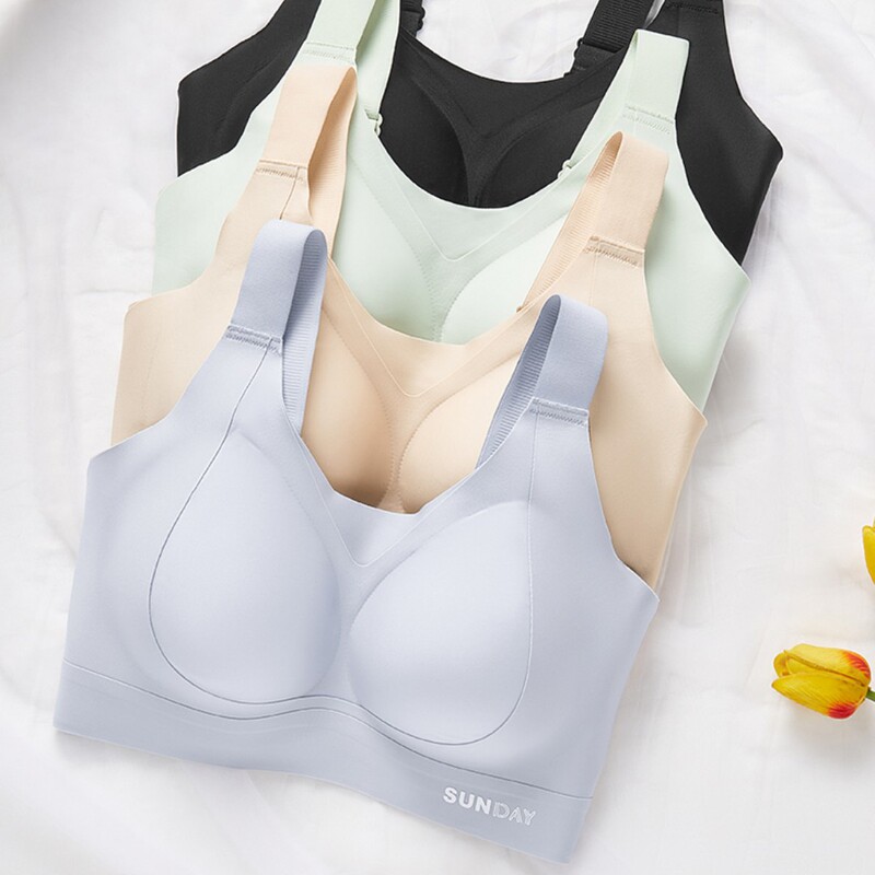 Non-marking Pull-up Fixed Cup Non-steel Ring Underwear Upper Bracing Adjustable Breasts Breathable plus size Thin Bra