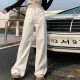 White Wide Leg Jeans Women's Autumn New Design High Waist Slim Look Sag Loose All-match Straight Pants