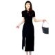 2025 New Black Dress for Small People, New Chinese Style Cheongsam, Summer Women's Elegant Slit Long Skirt