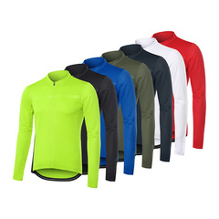 ARSUXEO professional cycling clothing road bike men's quick-drying breathable spring and summer top long-sleeved solid color zipper cross-border