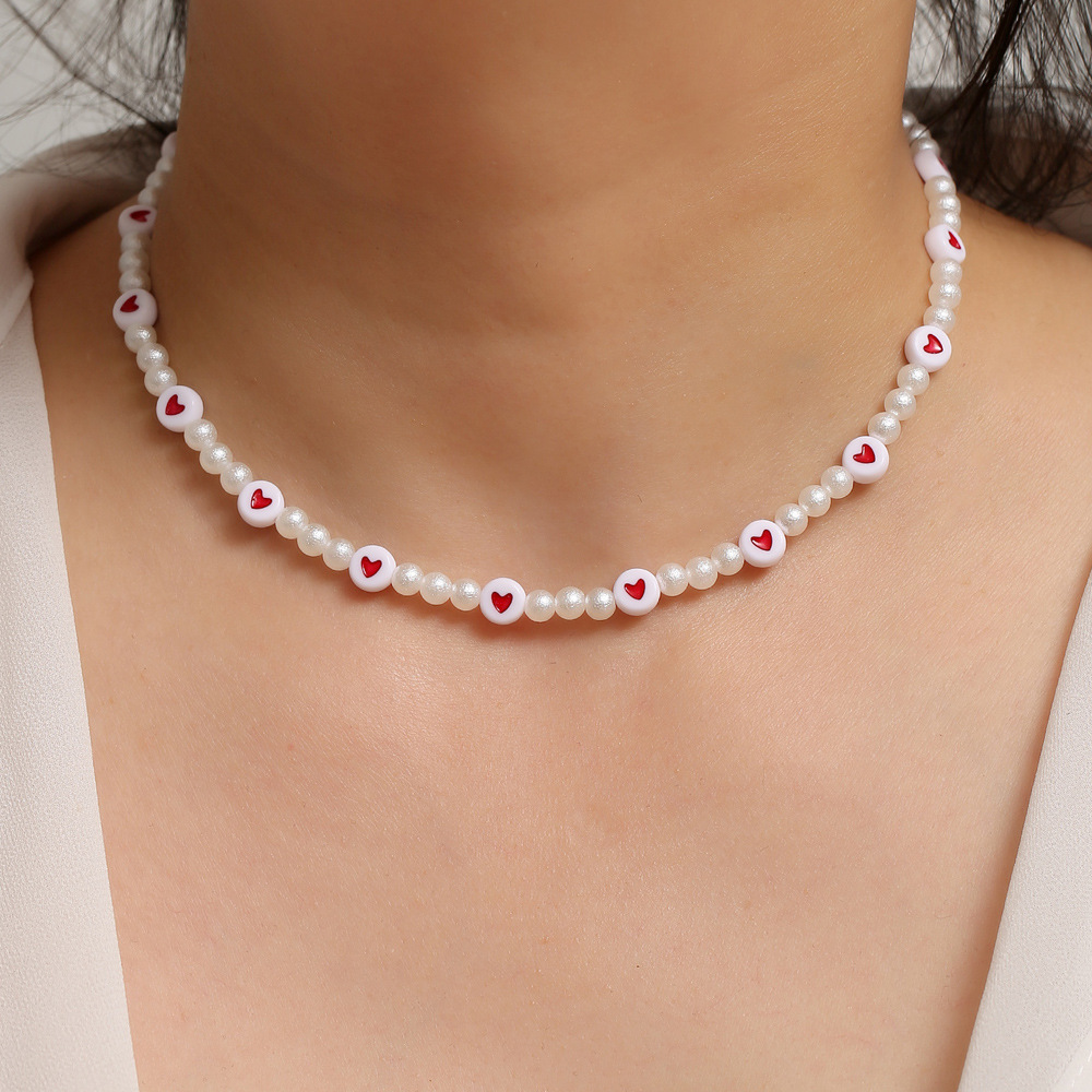 Wholesale Jewelry Heart Pearl Beaded Chocker Nihaojewelry display picture 1