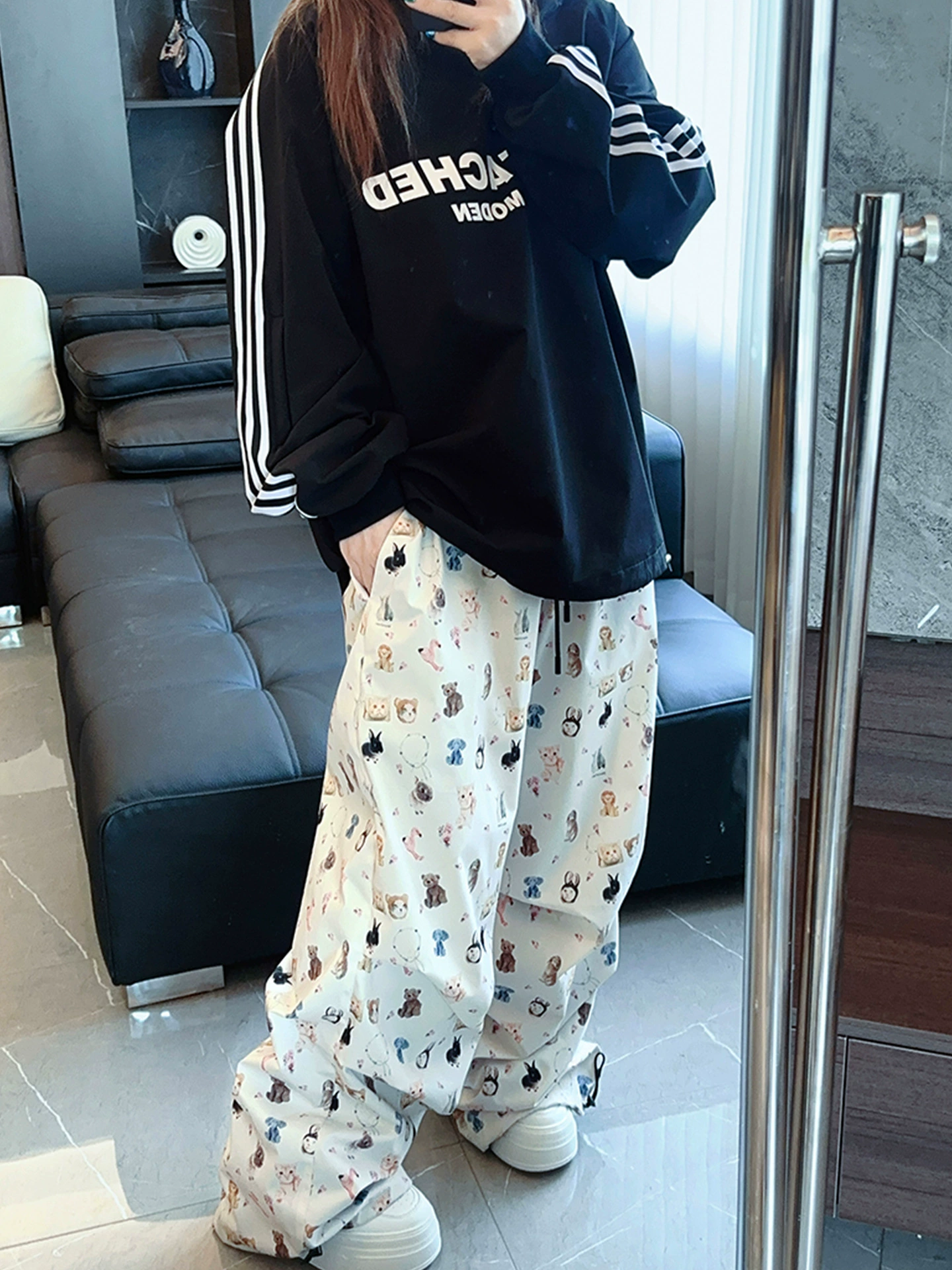 Водонепроницаемые флизелиновые лыжные брюки, Oversize теплая pants, абрикосовый и принт, размеры M–3XL