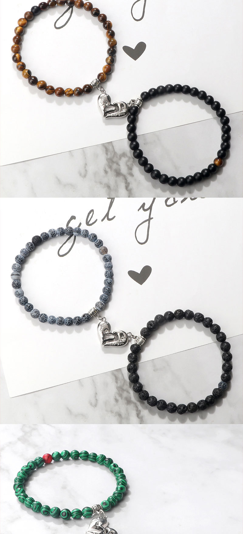 Creative water drop stacking magnetic buckle bracelet cute three dimensional pendant bracelet pearl pattern water drop men and women set jewelry_voghion.com