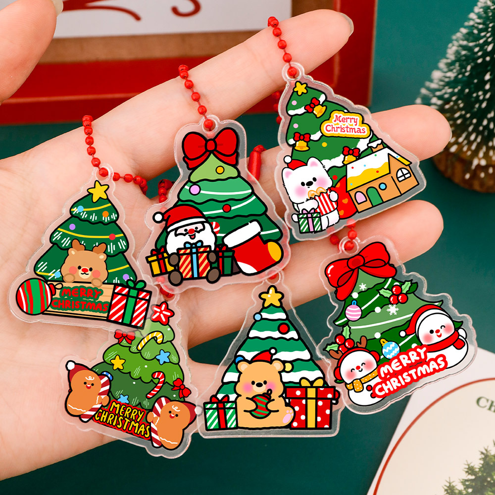 Cartoon Christmas tree keychain pendant, cute DIY bag charm for students, high-quality Christmas decoration, small gift