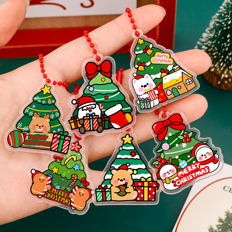 Cartoon Christmas tree keychain pendant, cute DIY bag charm for students, high-quality Christmas decoration, small gift