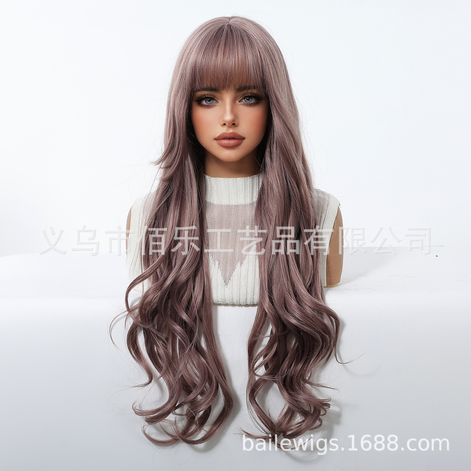 Peruca púrpura, cabello rizado largo, 30 pulgadas de fibra química, cabello de mujer, Europa y América al por mayor multicolor opcional
