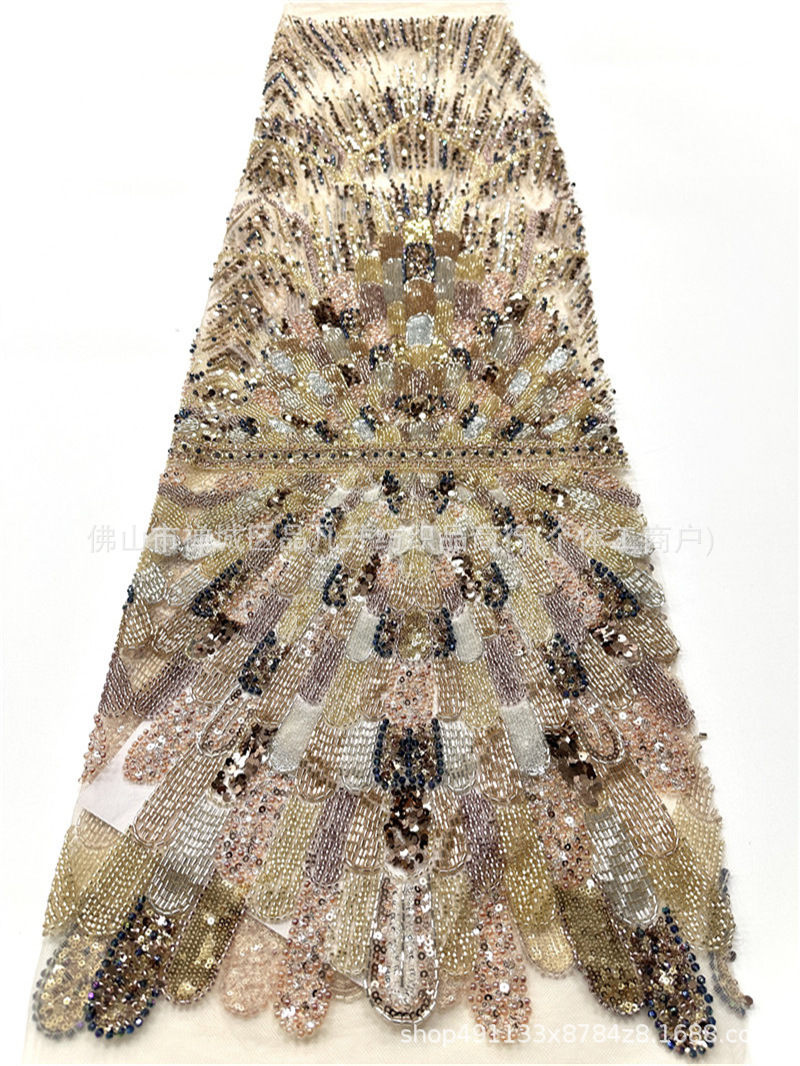 Fan radiante anchoa bordada tela de malla alfombra roja delgada desfile ligera cena alta tela de vestido image 6