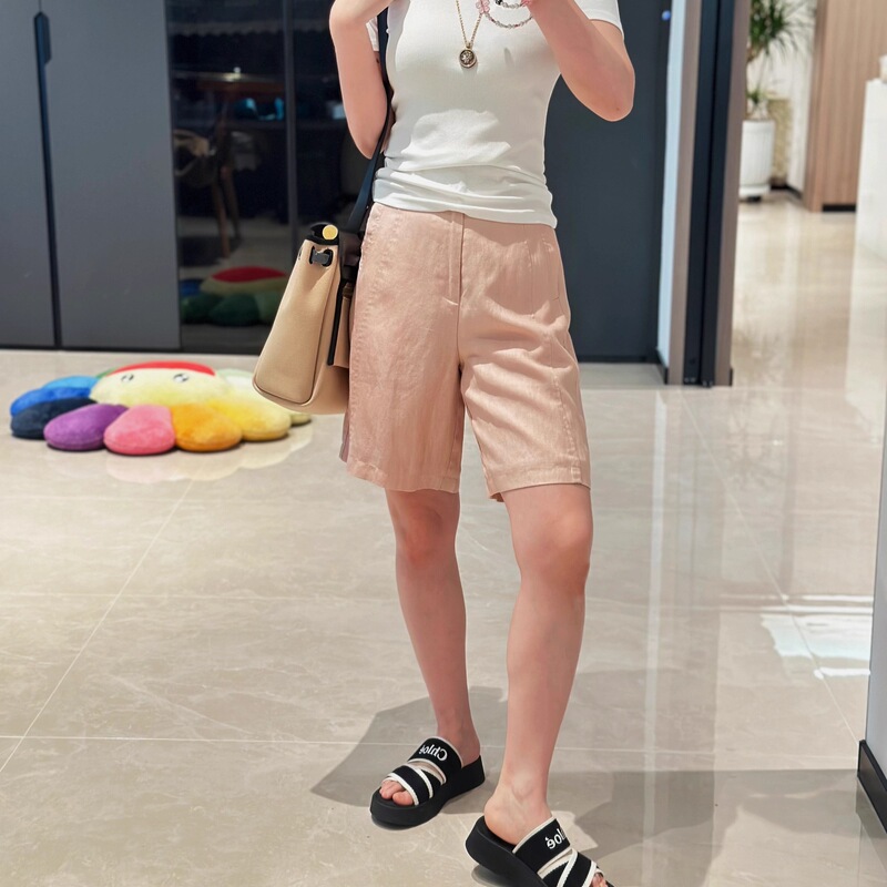 P7 Broken Code Special Price Non-Returnable Lyocell Tencel Linen Shorts Summer New Versatile Elastic Waist Casual