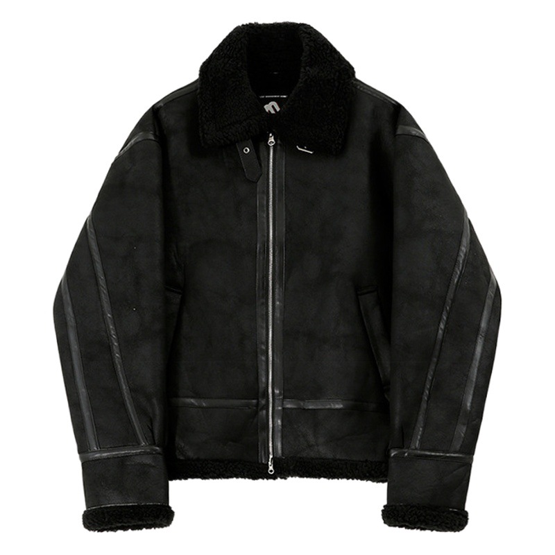 MYQ abrigo de algodón de piel de invierno de los hombres de estilo coreano de gamuza suelta chaqueta de cuero de la motocicleta