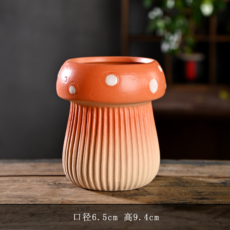 Hongos creativos maceta carnosa cerámica para el hogar cerámica cerámica especial cerámica gruesa control de raíz pequeña pila vieja lavabo liquidación al por mayor