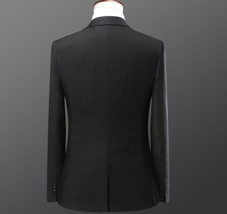 Bộ vest nam hai mảnh dáng ôm, áo vest cổ bẻ phẳng một hàng cúc, lễ phục cưới và đi làm — Bộ áo và quần một cúc màu xanh navy, Bộ đồ hai cúc màu xanh tím than (áo + quần), Bộ đồ hai cúc màu xám (áo + quần), Bộ đồ màu xám một cúc (áo + quần) chi tiết 12