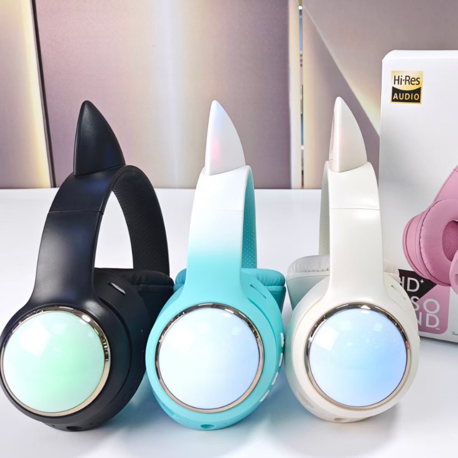 Transfronterizo nuevo creativo cápsula de gato auriculares inalámbricos luminosos de color gradiente auriculares para niños auriculares estudiantes image 2