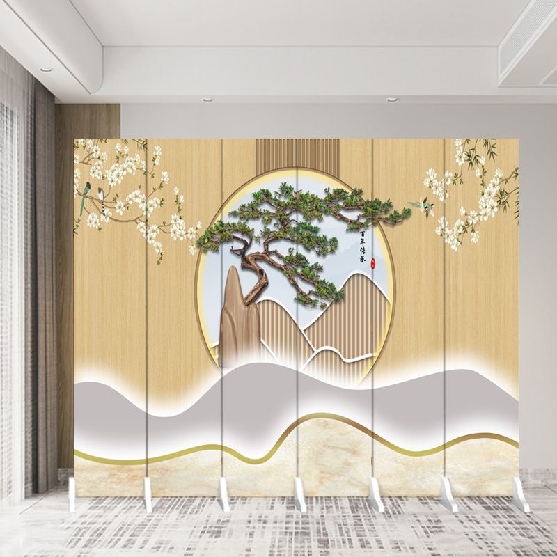 Nueva pantalla de estilo chino partición sala de estar cubierta sala de té decoración simple plegable móvil bambú doble cara pantalla plegable