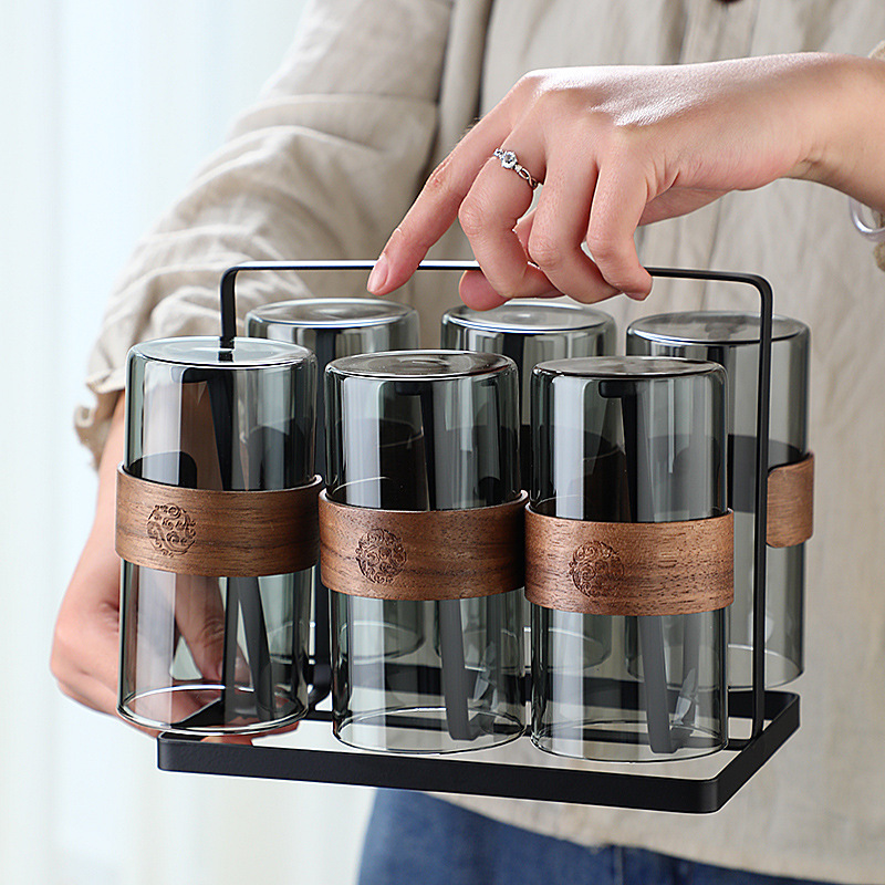 Cross-border Glass suit Household Cup Borosilicate High Temperature Heat Insulation Anti-scalding Living Room Hospitality Water Cup suit