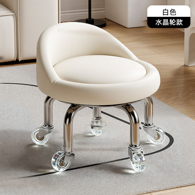 Rueda universal taburete pequeño polea doméstica taburete redondo pedicura banquete baños bajos banquetes para bebés banquetes de cambio de zapatos silenciosos multifuncionales