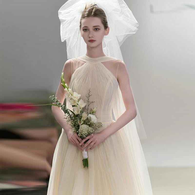 Foreign trade cross-border neck light wedding dress 2025 spring new…
