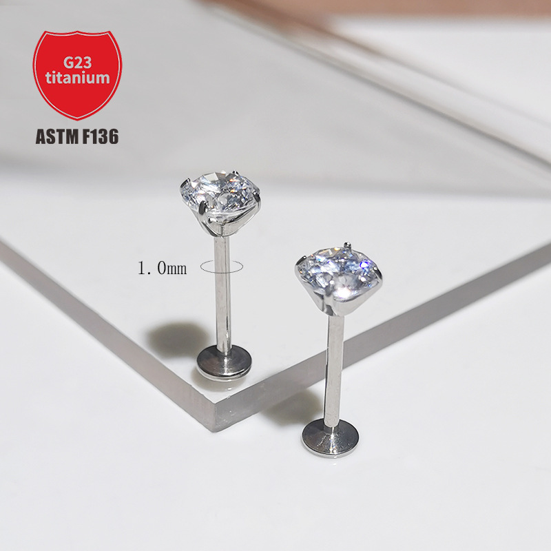 Pointed titanium steel lip stud product view
