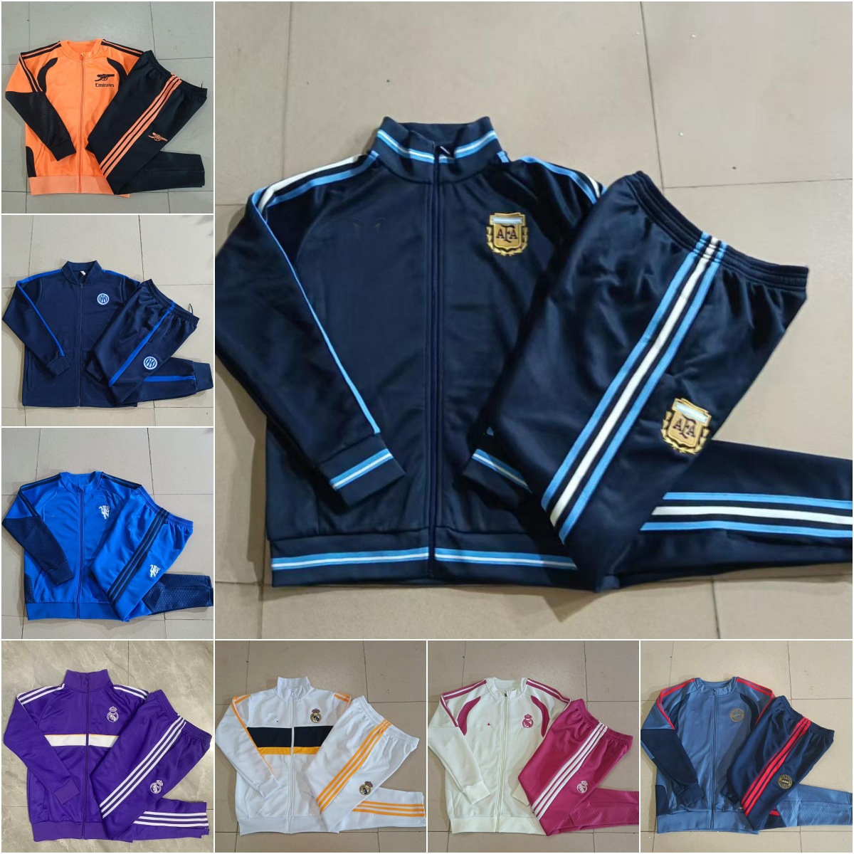 Adult and Children's Jackets, Football Uniforms, Long-Sleeved Training Suits, Special Edition Sets for Brazil, Argentina, Italy, Germany, Etc