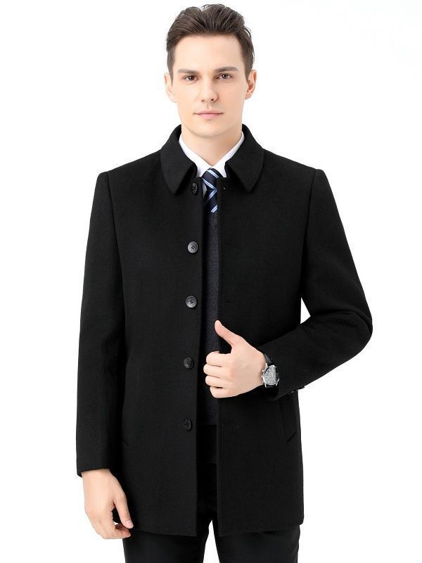 2024 Brand Middle-aged Men's Middle-aged and Long Winter Cashmere Coat Middle-aged and Old Dad's Down Liner Thickened Wool