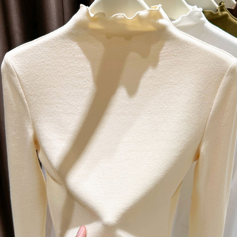 Sweet Velvet Large Size Bottoming Shirt with Long-Sleeved T-Shirt for Fat mm Top with Half Turtleneck and High Elasticity to Cover the Flesh