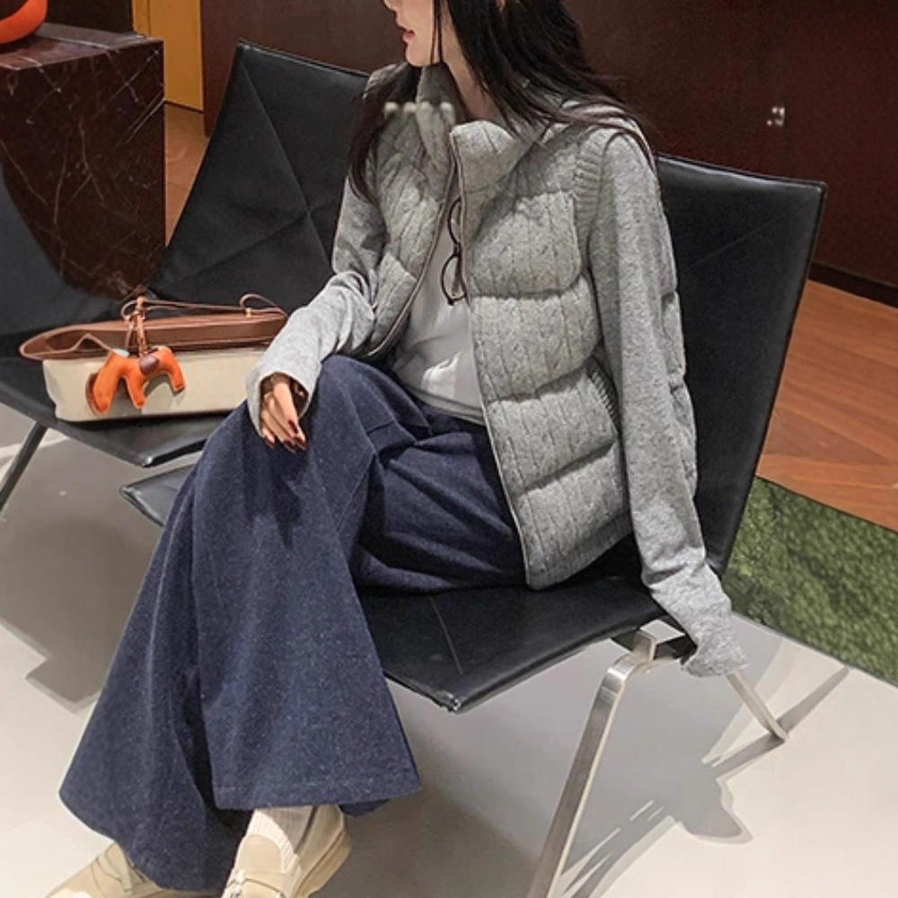 区区欧阳私服！高智暖绒羊毛绞花毛织羽绒服加厚冬外套/马甲