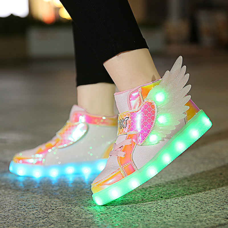 Light shoes, children's shoes, new spring and autumn models, children's LED charging luminous shoes, children's shoes, USB colorful light shoes, trendy new style