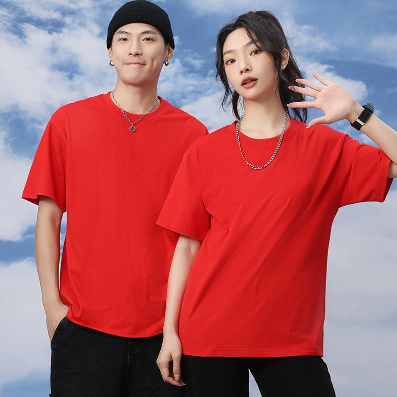 230 г Тяжелый рукав негабаритного размера Hong Kong Tide Edition Футболка из чистого хлопка с логотипом Рекламная рубашка Одежда с принтом