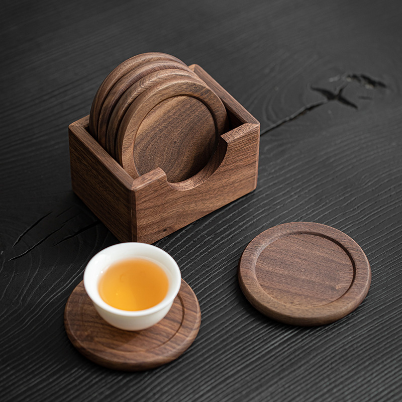 Cruz-frontera winjiang nogal té bandeja posavasos vidrio taza de café aislamiento almohadilla resistente al calor anti-escaldado de madera sólida base de la estera de té