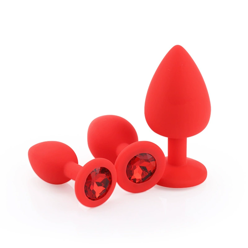 Anal plug silicone, small–large sizes, jeweled base, multiple packaging options