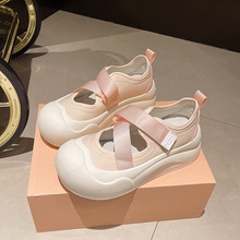 日系丑萌鞋子女2024透气包头运动凉鞋女夏外穿厚底休闲玛丽珍单鞋