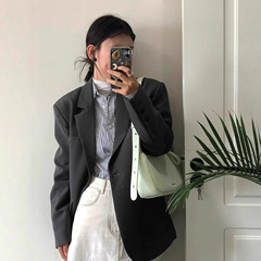 灰色西装外套女春秋2025新款韩系宽松休闲气质小西服早秋装百搭潮
