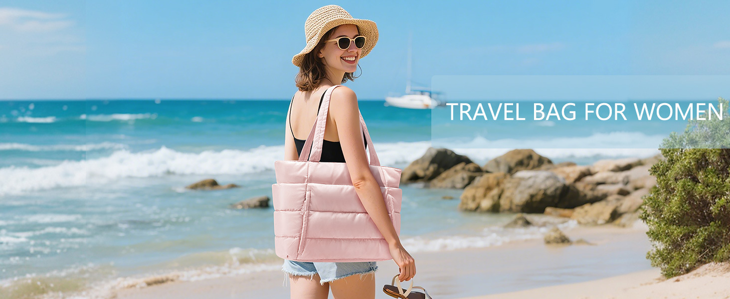 Quilted Tote Bag For Women, Large Capacity Handbag For Travel_voghion.com